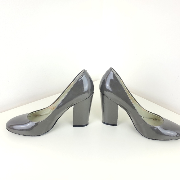 Nine West Women Pumps Grey Color Patent Leather Block Heel Size 7.5 - Picture 6 of 10